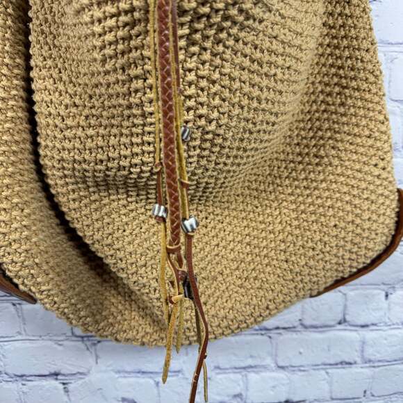 Lucky Brand Woven Jute & Leather Boho Shoulder Bag Purse - Picture 3 of 15